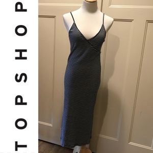 Striped stretch tank dress by Topshop